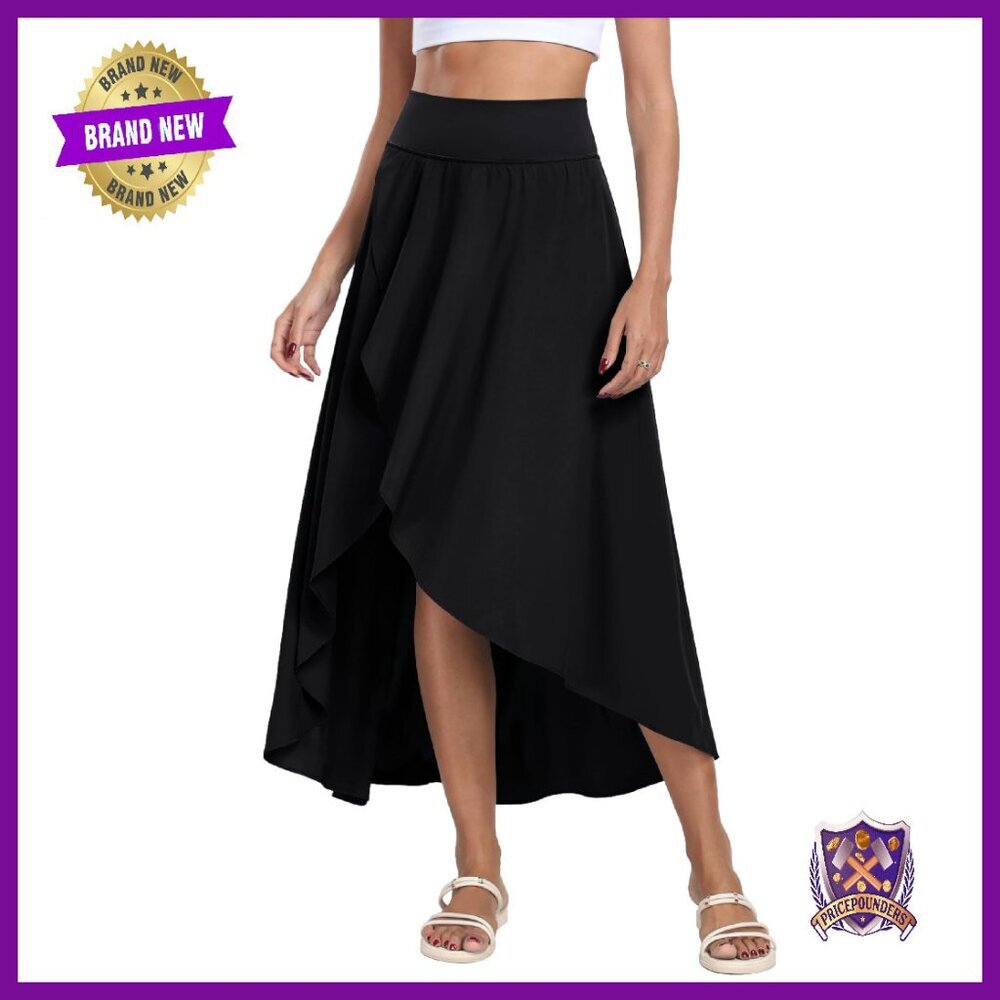 High Waist Maxi Wrap Skirt with Built-in Shorts & Pockets